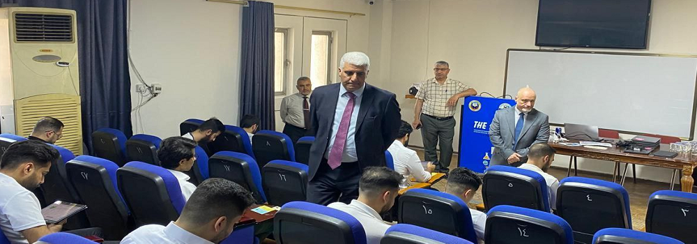 تفقد السيد عميد كلية الطب/ جامعة النهرين والسيد رئيس المجلس العراقي للاختصاصات الطبية الامتحانات الوزارية لطلبة السادس في كلية طب النهرين 