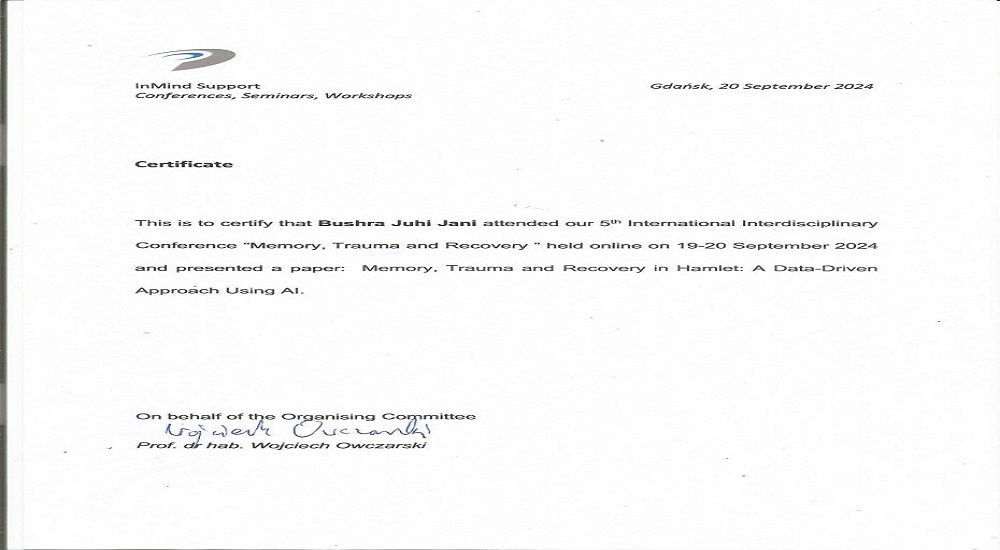 تدريسية في وحدة العلوم الساندة في كلية طب النهرين تشارك بمؤتمر دولي الكتروني 