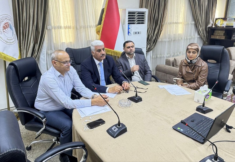 عقد اجتماع إلكتروني مشترك بين المركز الطبي لجامعة هامبورغ الالمانية وكل من عمادة كلية الطب جامعة النهرين وكلية الطب جامعة واسط