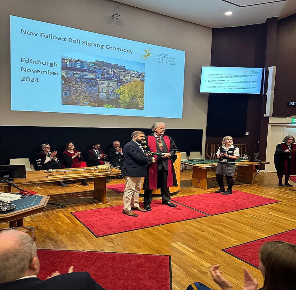 حصول التدريسي من فرع الطب الباطني الاستاذ المساعد الدكتور رافد بشير الطويل على زمالة الكلية الملكية البريطانية / أدنبرة.